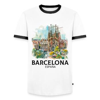 barcelona spain espana - Männer Kontrast-T-Shirt - Weiß/Schwarz - Vorne - AI Model Female 172 light (172cm) & AI Model Male 178 dark (178cm)