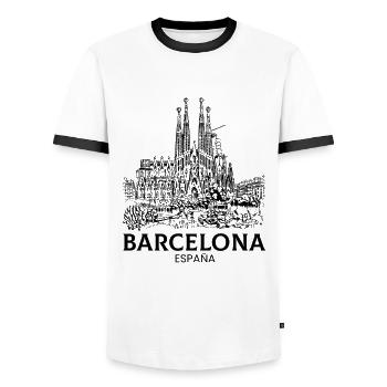 barcelona spain espana - Männer Kontrast-T-Shirt - Weiß/Schwarz - Vorne - AI Model Female 172 light (172cm) & AI Model Male 178 dark (178cm)