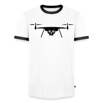 Skull Drone (Black) - Men's Ringer Shirt - white/black - Front - AI Model Female 172 light (172cm) & AI Model Male 178 dark (178cm)