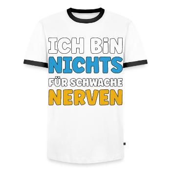 Ich bin nichts für schwache Nerven - Männer Kontrast-T-Shirt - Weiß/Schwarz - Vorne - AI Model Female 172 light (172cm) & AI Model Male 178 dark (178cm)