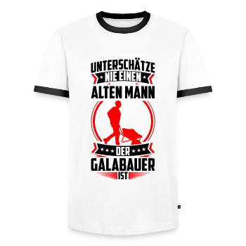 Vieil homme le paysagiste paysagiste est paysagiste - T-shirt contrasté Homme - blanc/noir - Devant - AI Model Female 172 light (172cm) & AI Model Male 178 dark (178cm)
