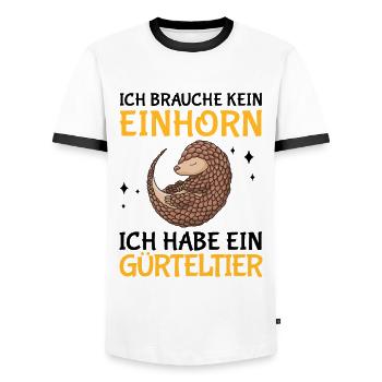 Gürteltier kein Einhorn Armadillo Gürteltier - Men's Ringer Shirt - white/black - Front - AI Model Female 172 light (172cm) & AI Model Male 178 dark (178cm)