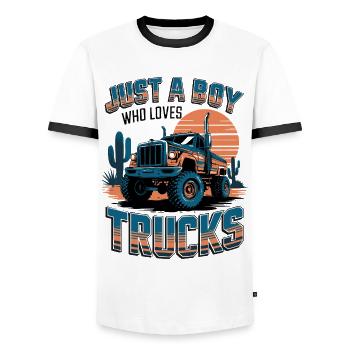 Just a boy who loves trucks - Männer Kontrast-T-Shirt - Weiß/Schwarz - Vorne - AI Model Female 172 light (172cm) & AI Model Male 178 dark (178cm)