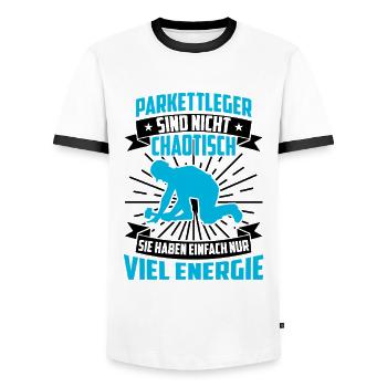 Parquet layer is not chaotic tiler - Men's Ringer Shirt - white/black - Front - AI Model Female 172 light (172cm) & AI Model Male 178 dark (178cm)