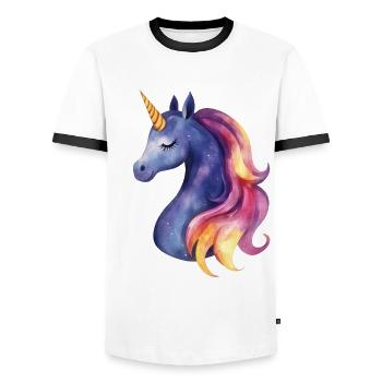 Magic Unicorn with Galaxy Mane - Men's Ringer Shirt - white/black - Front - AI Model Female 172 light (172cm) & AI Model Male 178 dark (178cm)