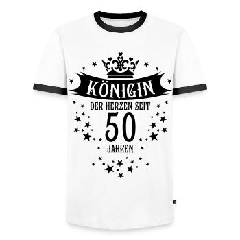 Königin der Herzen seit 50 Jahren Geburtstag - Männer Kontrast-T-Shirt - Weiß/Schwarz - Vorne - AI Model Female 172 light (172cm) & AI Model Male 178 dark (178cm)
