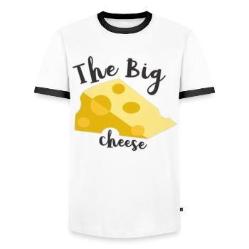 Le grand fromage - T-shirt contrasté Homme - blanc/noir - Devant - AI Model Female 172 light (172cm) & AI Model Male 178 dark (178cm)