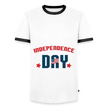 Independence Day 4. Juli - Männer Kontrast-T-Shirt - Weiß/Schwarz - Vorne - AI Model Female 172 light (172cm) & AI Model Male 178 dark (178cm)