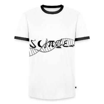 DNA chain - Men's Ringer Shirt - white/black - Front - AI Model Female 172 light (172cm) & AI Model Male 178 dark (178cm)
