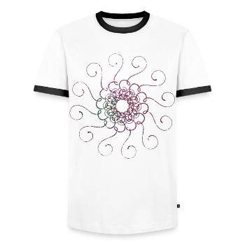Mandala Paillettes - T-shirt contrasté Homme - blanc/noir - Devant - AI Model Female 172 light (172cm) & AI Model Male 178 dark (178cm)