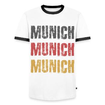 MUNICH MUNICH Germany city city trip - Men's Ringer Shirt - white/black - Front - AI Model Female 172 light (172cm) & AI Model Male 178 dark (178cm)