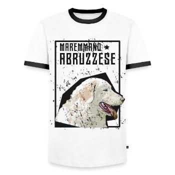 Pastore Maremmano Abruzzese Herd Protection HerdIng Dog - Men's Ringer Shirt - white/black - Front - AI Model Female 172 light (172cm) & AI Model Male 178 dark (178cm)