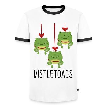 Mistletoads - Men's Ringer Shirt - white/black - Front - AI Model Female 172 light (172cm) & AI Model Male 178 dark (178cm)