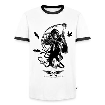 tod tot sensenmann friedhof halloween shirt - Männer Kontrast-T-Shirt - Weiß/Schwarz - Vorne - AI Model Female 172 light (172cm) & AI Model Male 178 dark (178cm)