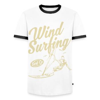 Wind Surfing 1- Wind surfing - Men's Ringer Shirt - white/black - Front - AI Model Female 172 light (172cm) & AI Model Male 178 dark (178cm)