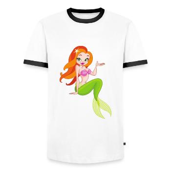 Mermaid water fish fin females girls - Men's Ringer Shirt - white/black - Front - AI Model Female 172 light (172cm) & AI Model Male 178 dark (178cm)