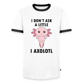 Axolotl Lustiger Spruch Kinder Geschenk - Männer Kontrast-T-Shirt - Weiß/Schwarz - Vorne - AI Model Female 172 light (172cm) & AI Model Male 178 dark (178cm)