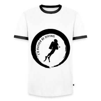 Scuba Diving - Men's Ringer Shirt - white/black - Front - AI Model Female 172 light (172cm) & AI Model Male 178 dark (178cm)
