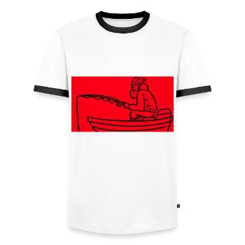 Fishing angler fish hobby fishing sport fishing - Men's Ringer Shirt - white/black - Front - AI Model Female 172 light (172cm) & AI Model Male 178 dark (178cm)