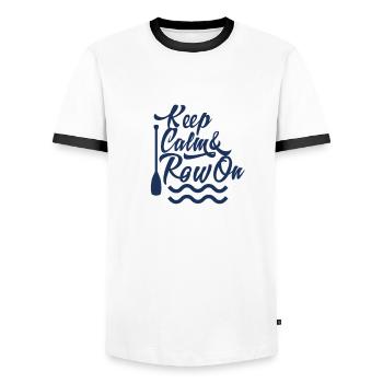 Rowing Rowing Rowing Rowing Rowing Rowing Boat - Men's Ringer Shirt - white/black - Front - AI Model Female 172 light (172cm) & AI Model Male 178 dark (178cm)