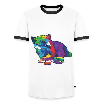 Bébé chat en couleurs colorées Fantasy - T-shirt contrasté Homme - blanc/noir - Devant - AI Model Female 172 light (172cm) & AI Model Male 178 dark (178cm)