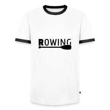 Ruderin Ruderteam Rudern Ruderer Rudersport - Männer Kontrast-T-Shirt - Weiß/Schwarz - Vorne - AI Model Female 172 light (172cm) & AI Model Male 178 dark (178cm)
