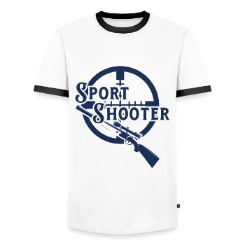 Shooting Sport Shooting - Men's Ringer Shirt - white/black - Front - AI Model Female 172 light (172cm) & AI Model Male 178 dark (178cm)