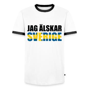 Jag Älskar Sverige - Men's Ringer Shirt - white/black - Front - AI Model Female 172 light (172cm) & AI Model Male 178 dark (178cm)