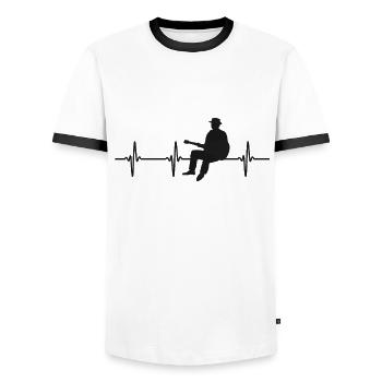 Blues guitar guitarist musician heart rate - Men's Ringer Shirt - white/black - Front - AI Model Female 172 light (172cm) & AI Model Male 178 dark (178cm)