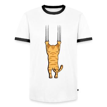 Cat with claws - Men's Ringer Shirt - white/black - Front - AI Model Female 172 light (172cm) & AI Model Male 178 dark (178cm)