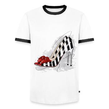 Sexy Highheels - Männer Kontrast-T-Shirt - Weiß/Schwarz - Vorne - AI Model Female 172 light (172cm) & AI Model Male 178 dark (178cm)
