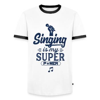 Vocal music band singer singer singing - Men's Ringer Shirt - white/black - Front - AI Model Female 172 light (172cm) & AI Model Male 178 dark (178cm)