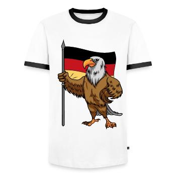 Adler Vogel Deutschland Fahne Länder EU Europa - Männer Kontrast-T-Shirt - Weiß/Schwarz - Vorne - AI Model Female 172 light (172cm) & AI Model Male 178 dark (178cm)