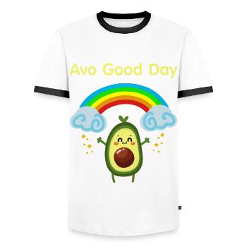 Avocado Good Day - Sweet Vegan Avocado Gift - Men's Ringer Shirt - white/black - Front - AI Model Female 172 light (172cm) & AI Model Male 178 dark (178cm)