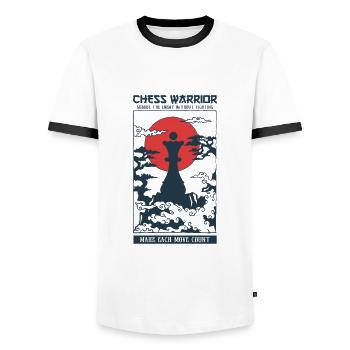 Temple Chess Warrior Queen - Men's Ringer Shirt - white/black - Front - AI Model Female 172 light (172cm) & AI Model Male 178 dark (178cm)