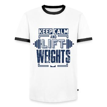 Sports Weightlifter Weightlifting gym Weightlifter - Men's Ringer Shirt - white/black - Front - AI Model Female 172 light (172cm) & AI Model Male 178 dark (178cm)