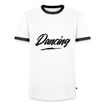 Dancing Dancing Dancing Dancing - Men's Ringer Shirt - white/black - Front - AI Model Female 172 light (172cm) & AI Model Male 178 dark (178cm)