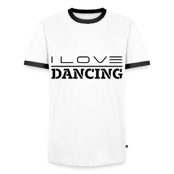 Danse Danse danseur danseur école de danse - T-shirt contrasté Homme - blanc/noir - Devant - AI Model Female 172 light (172cm) & AI Model Male 178 dark (178cm)