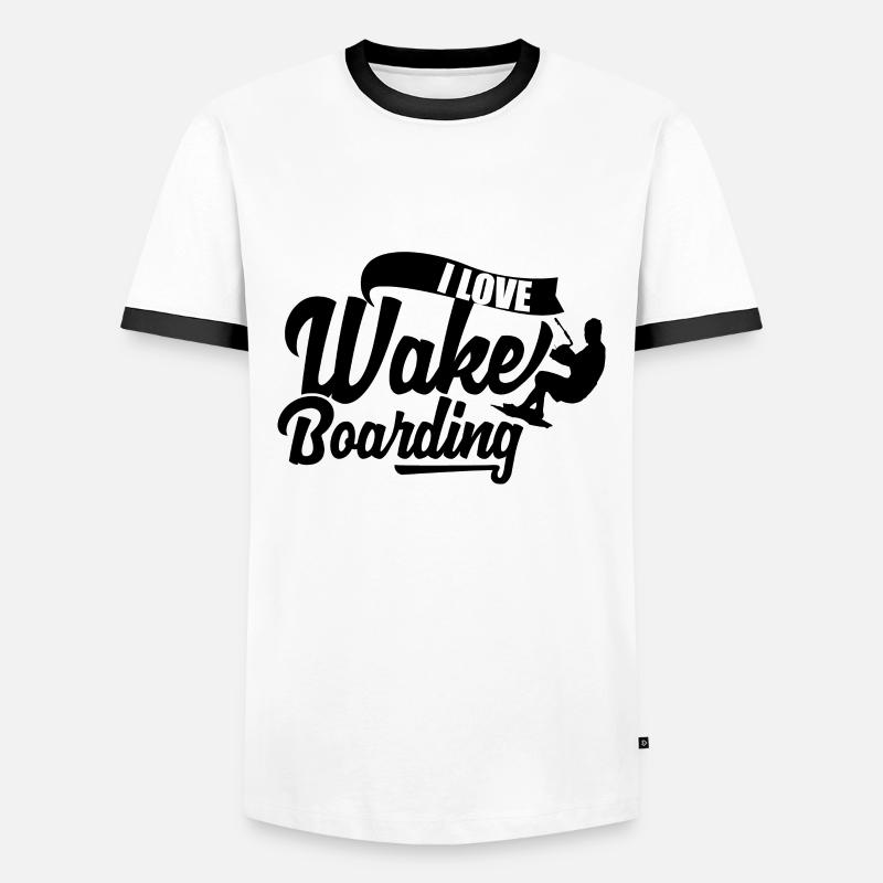 Wakeboard Wakeboard Wakeboard Wakeboard - Männer Kontrast-T-Shirt - Weiß/Schwarz
