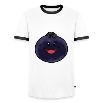 Bleuets Bleuets Végétalien Végétarien Berry Fruit - T-shirt contrasté Homme - blanc/noir - Devant - AI Model Female 172 light (172cm) & AI Model Male 178 dark (178cm)