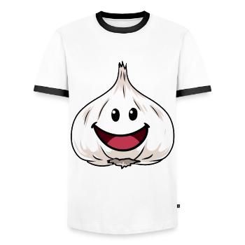 Knoblauch Knobi Gemüse Knoblauchzehe Zwiebel - Männer Kontrast-T-Shirt - Weiß/Schwarz - Vorne - AI Model Female 172 light (172cm) & AI Model Male 178 dark (178cm)