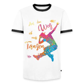 Aus dem Weg ich muss Tanzen - Tanzschule - Männer Kontrast-T-Shirt - Weiß/Schwarz - Vorne - AI Model Female 172 light (172cm) & AI Model Male 178 dark (178cm)