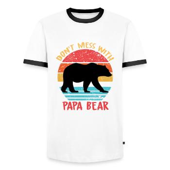 Don't Mess With PAPA BEAR - Father's Day Gift - Men's Ringer Shirt - white/black - Front - AI Model Female 172 light (172cm) & AI Model Male 178 dark (178cm)