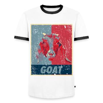 Chèvre rétro - T-shirt contrasté Homme - blanc/noir - Devant - AI Model Female 172 light (172cm) & AI Model Male 178 dark (178cm)