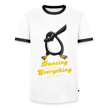 Dubbing Pinguin Dubstep Tanzen Geschenk - Männer Kontrast-T-Shirt - Weiß/Schwarz - Vorne - AI Model Female 172 light (172cm) & AI Model Male 178 dark (178cm)