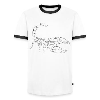 Scorpio - one line drawing - Men's Ringer Shirt - white/black - Front - AI Model Female 172 light (172cm) & AI Model Male 178 dark (178cm)