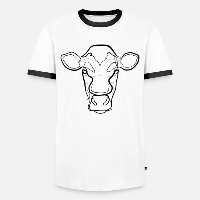 Kuh - one line drawing - Männer Kontrast-T-Shirt - Weiß/Schwarz