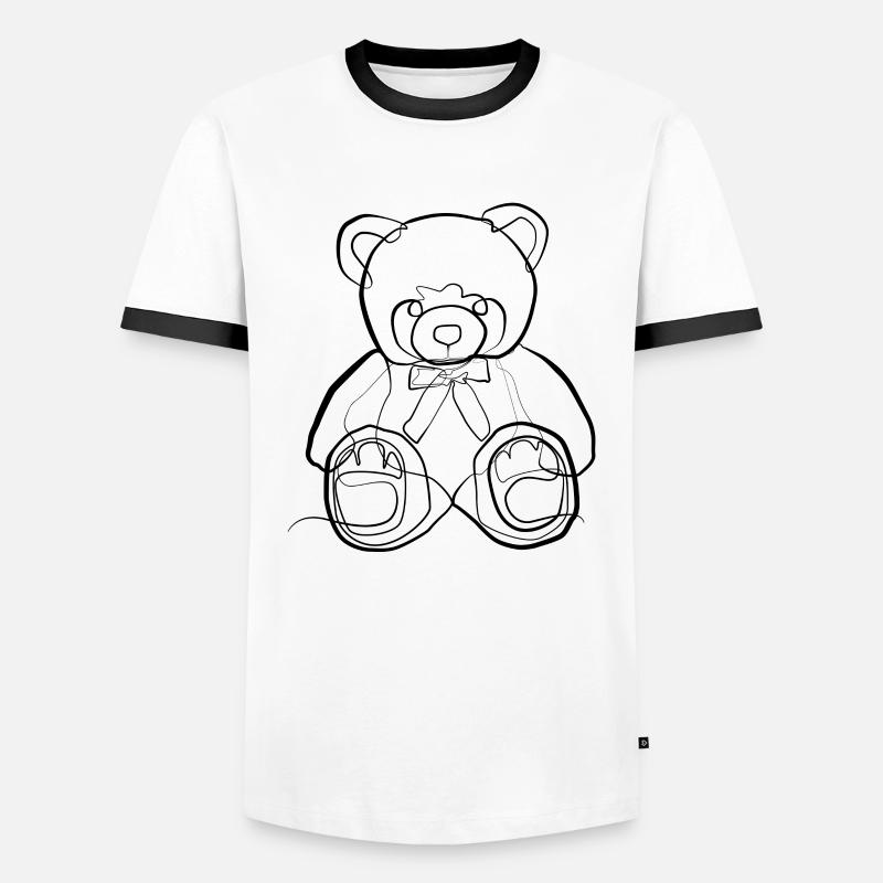 Teddybär - one line drawing - Männer Kontrast-T-Shirt - Weiß/Schwarz
