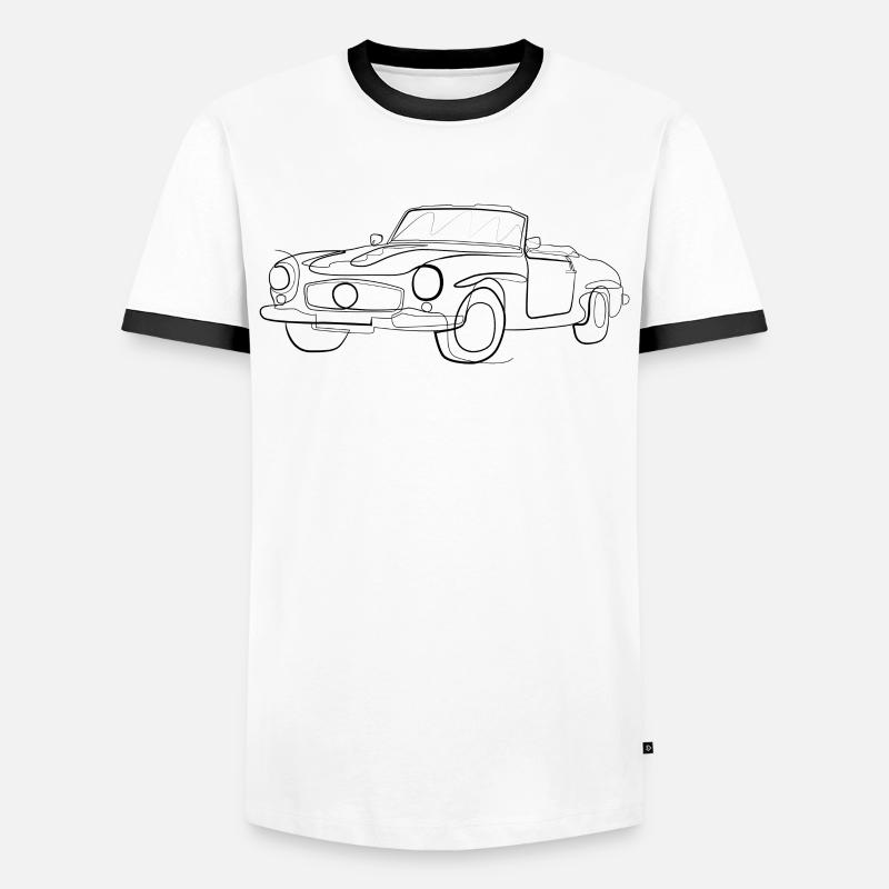 Oldtimer Cabrio - one line drawing - Men's Ringer Shirt - white/black