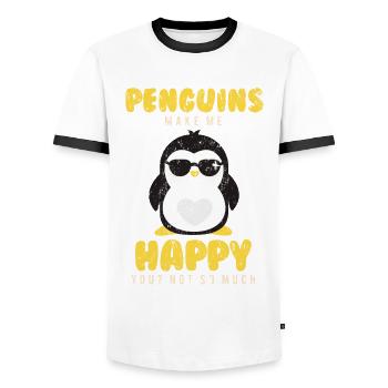 manchot - T-shirt contrasté Homme - blanc/noir - Devant - AI Model Female 172 light (172cm) & AI Model Male 178 dark (178cm)
